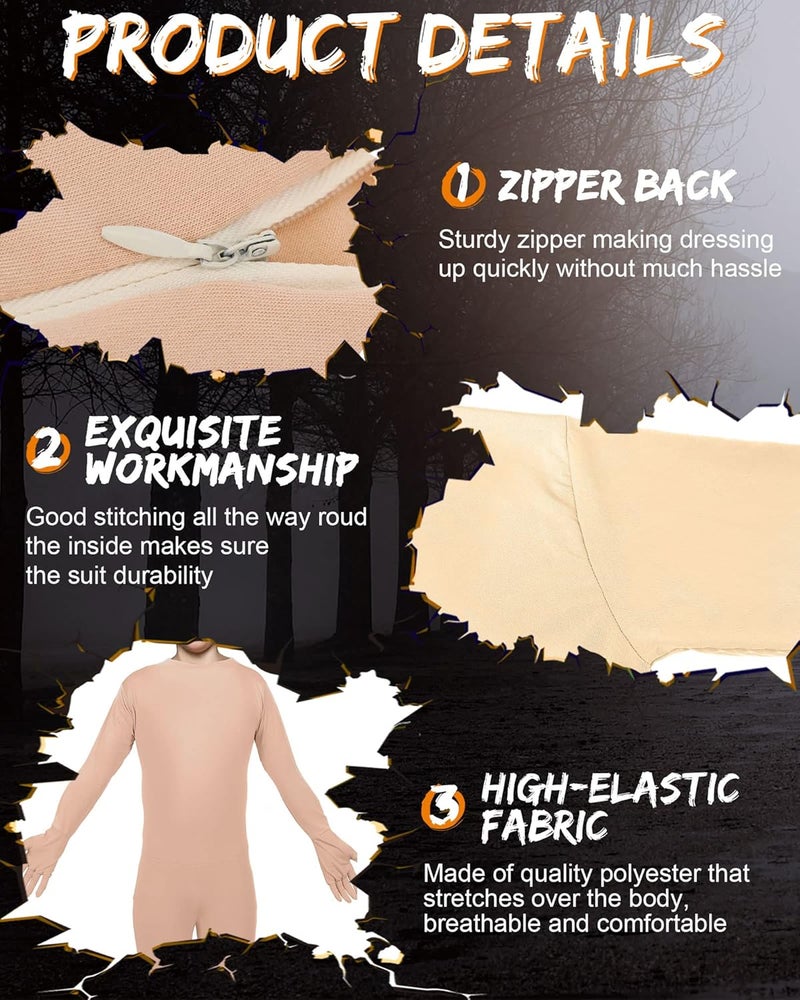 Foaincore Full Men Bodysuit Zentai Spandex Stretch Adult Costume Halloween Body Costume Cosplay Disappearing Man Body Suit - Image 2